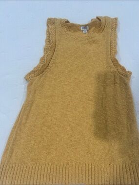 J. Crew Mustard Yellow Knit Ruffle Sleeve Tank